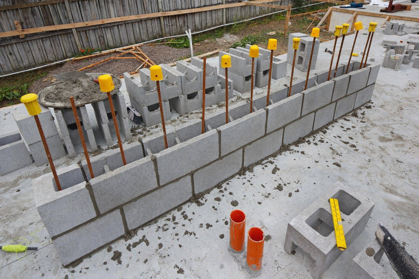 Foundation block wall installation in Sunnyvale, CA